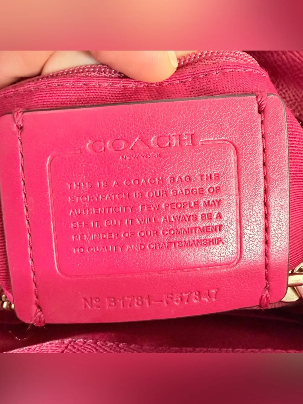Coach Minetta Crossbody Shoulder Bag Dark Pink Purse Cross Grain Leather